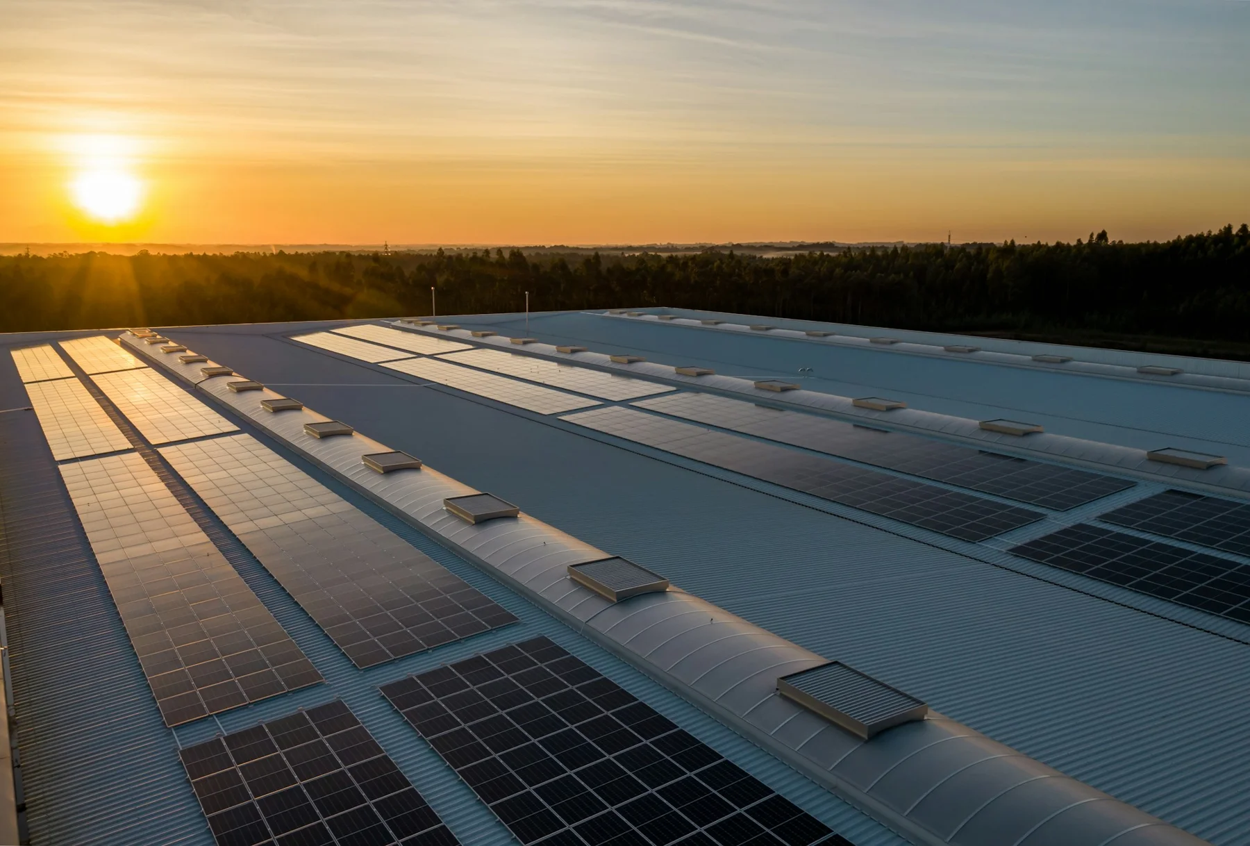 Solar panels collecting sunlight